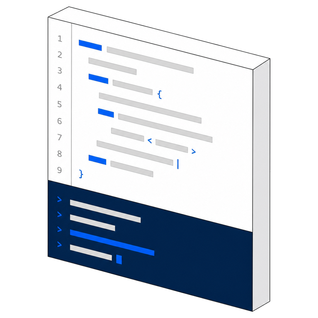 Illustration : le développement du logiciel, éditeur de code et terminal